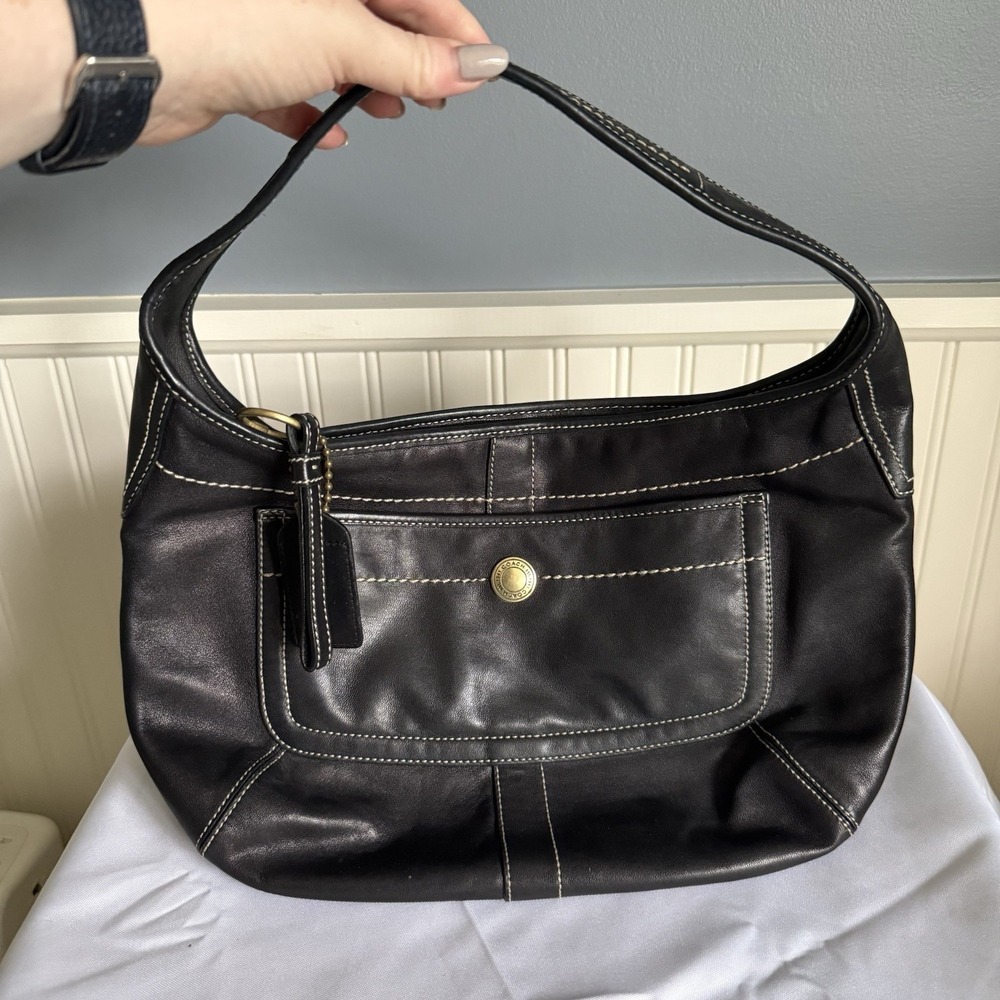 COACH Ergo Black Leather Crescent Shoulder Bag Purse Handbag Y2K